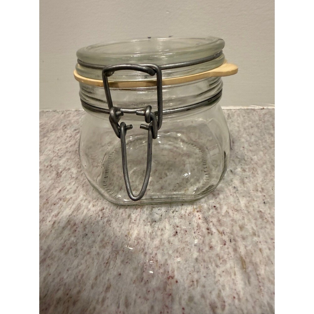 Vintage Vetreria di Fidenza Italian Glass Jar 1/2L - Wire Bail Clamp Lid